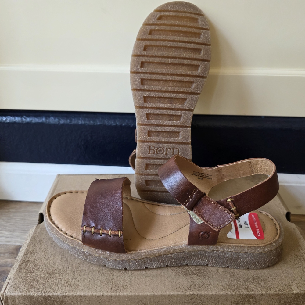 ❤️🩴 NEW Born Madira Rust/Brown Leather Sandals 🩴❤️ Sz. 10 Women's, BEAUTIFUL!
